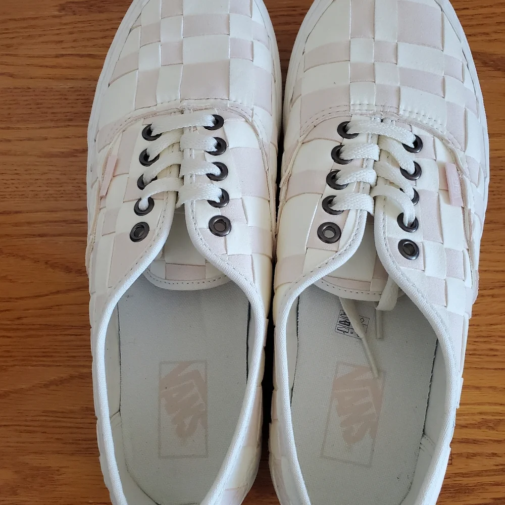 Vans White Pink Woven Checkered Platform Sneakers Men's Shoe 10 Women's 11.5 - Picture 7 of 11